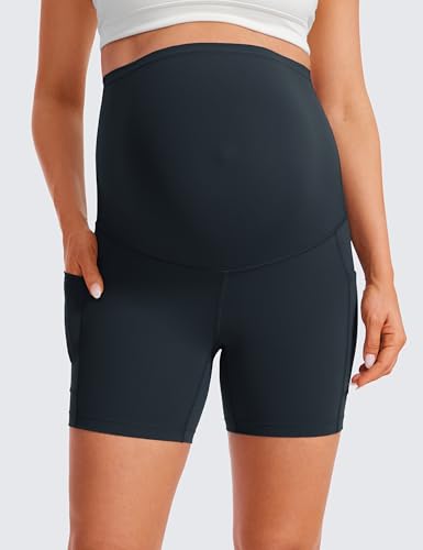 CRZ YOGA Maternity Biker Shorts Pockets 5" - color: True Navy, size: Large