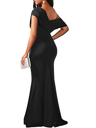 YMDUCH Women's Sleeveless Off Shoulder Long Formal Party Dress - color: Black, size: Medium