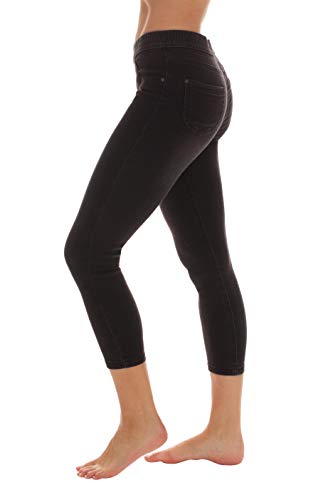 Just Love Women's Denim Wash Capri Jeggings - color: Black Denim Capri, size: X-Large