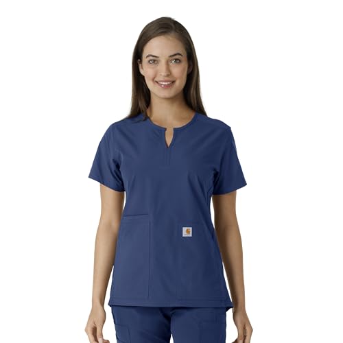Carhartt Scrubs C12413 Women's Force® Essentials Modern Fit Notch Neck - color: Navy, size: Large
