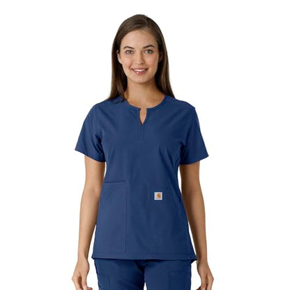 Carhartt Scrubs C12413 Women's Force® Essentials Modern Fit Notch Neck - color: Navy, size: Large