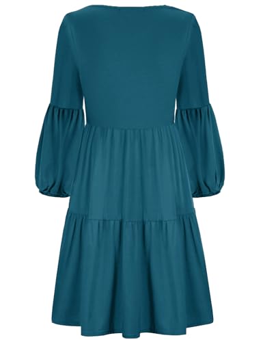 CzzzyL Women's Maternity Nursing Dress Ruffle Lantern Long Sleeve V Neck Breastfeeding with Pockets