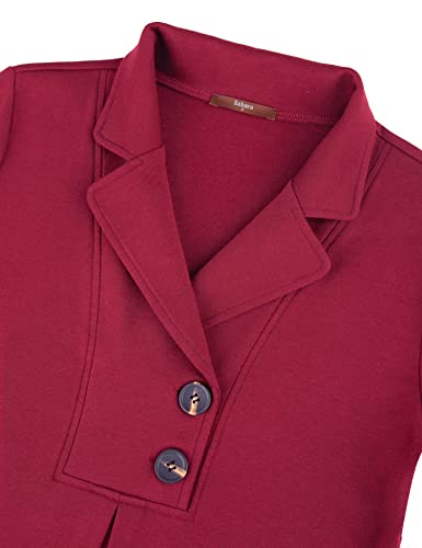 Gaharu Women's Swing Tunic Notch Collar Ladies Button Sweatshirt Long Sleeve Pullover Shirt Tops - color: Berry Red, size: X-Large
