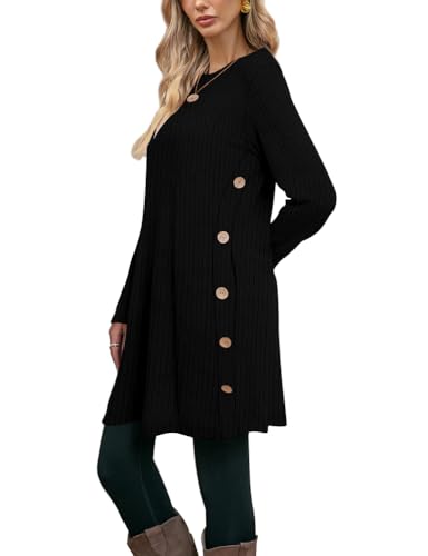 Poetsky Sweater Dress for Women 2026 Winter Fall Long Sleeve Tunic Tops - color: Black, size: Medium