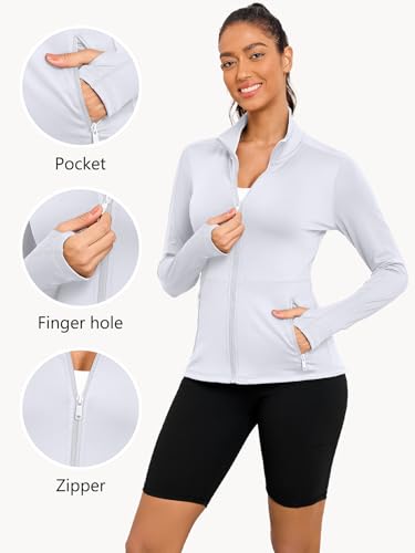 VUTRU Women's Workout Yoga Jacket Full Zip Running Athletic Track Jacket - color: A-white, size: X-Small