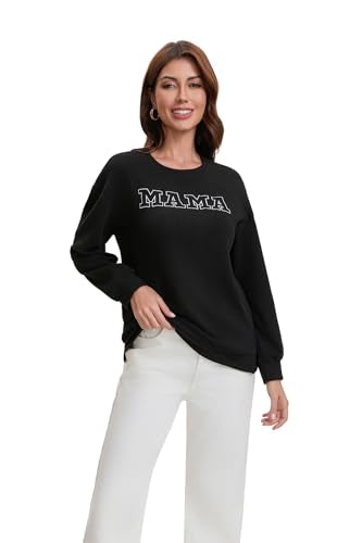 Women Waffle Knit Mama Embroidered Zippers Breastfeeding Nursing Sweatshirt - color: Black, size: Large
