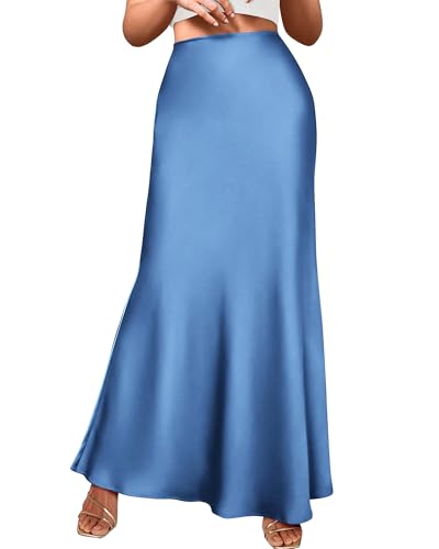 BTFBM Maxi Skirts for Women Business Casual - color: Blue, size: Large