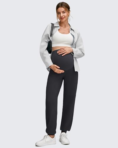 G4Free EverGoing Maternity Pants Over The Belly Pregnancy Joggers Workout - color: Black, size: XX-Large