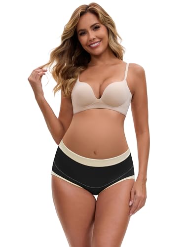Allegra K Women's Maternity Full Coverage Briefs Plus Size High Waisted Elasticity Invisible Panties - color: Black, size: Small