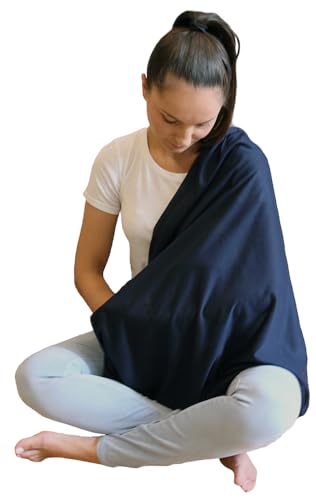 2pk Scarves Breastfeeding Privacy Cover Infinity Scarf Soft, Blue & Black - color: Navy Blue & Solid Black