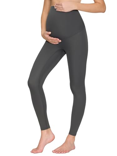 Maternity Leggings Over The Belly - Pregnancy Yoga Pants Soft Workout Leggings - color: Grey, size: X-Small