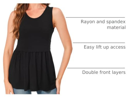 Bearsland Maternity Nursing Tank Tops - color: Black&white Stripe&white Flower, size: Large