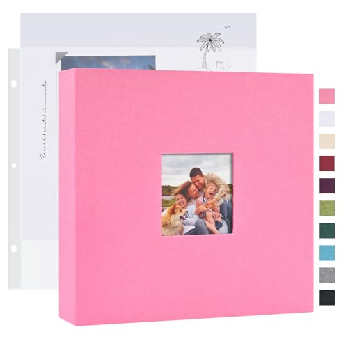 Mublalbum 8x8 Inch 3 Ring DIY Scrapbook Photo Album 40 Pages, Pink - color: Pink, size: 8x8 Inch 40 Pages