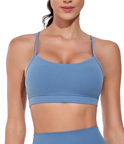 wirarpa Women's Sports Bras Low Impact Y Back Padded Yoga Top - color: Iceberg Blue, size: Medium