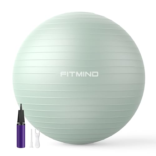 FITMIND_ Extra Thick Exercise Ball Yoga Ball 22in/26in/30in for Workout Pregnancy Stability,Anti-Burst and Slip Resistant Swiss Ball with Pump for Yoga, Pilates, Fitness,Birthing,Physical Therapy - color: green, size: 22-26in/55-65cm