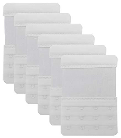Tamlien 4 Hook Bra Extenders,Stretchy Soft Comfortable Bra Strap Extender - color: White-6 Pcs Pack