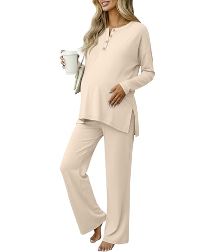 Women's Maternity Pajamas Sets - color: Apricot, size: Medium