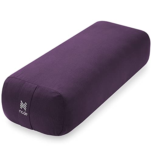 Yoga Meditation Cushion, 25" x 12" Rectangular Bolster with Organic Cotton Cover - color: Purple