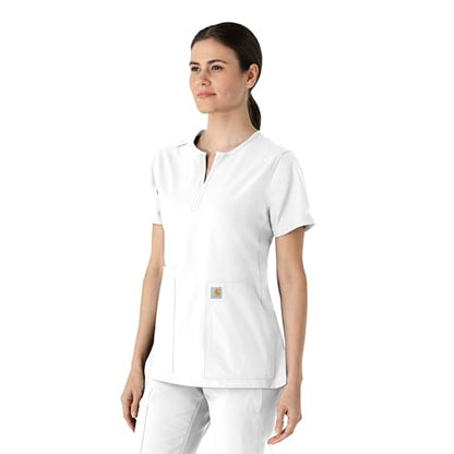 Carhartt Scrubs C12213 Women's Force® Modern Fit Notch Neck Tunic Top - color: White, size: Medium