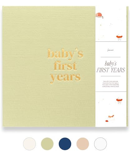 Lamare Baby First Year Book – Keepsake Baby Memory Book and Baby Scrapbook - color: Sage
