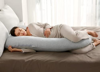 Momcozy Pregnancy Pillow for Sleeping - U Shaped Full Body Maternity Pillow - color: Hatha Grey