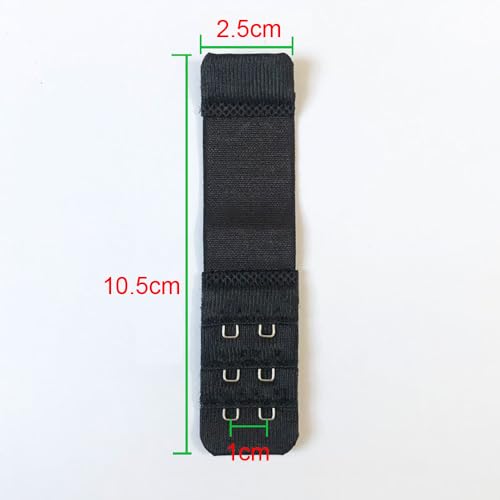Women Elastic Bra Extenders 1-6 Hook, Bras Back Extension Strap - color: 2 Hook 3/8" Spacing,black/White/Beige 6pcs