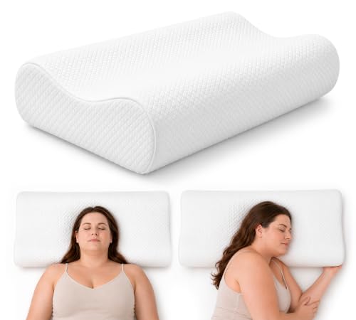 AM AEROMAX 32" King Contour Memory Foam Pillow for Neck Pain Relief, White - color: White, size: King Size
