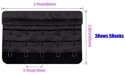 Tamlien Bra Extender 2 Hook/3 Hook/4 Hook/5 Hook, Soft and Comfortable Bra Extension - color: Bra Extender 5 Hooks-black-4