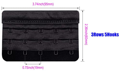 Tamlien Bra Extender 2 Hook/3 Hook/4 Hook/5 Hook, Soft and Comfortable Bra Extension - color: Bra Extender 5 Hooks-black-4