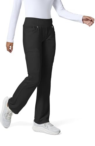 Cherokee Iflex Scrubs for Women Straight Leg Scrub Pants with 6 Pockets - color: Black, size: XX-Small