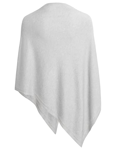 PULI Women's Versatile Knit Shawl Poncho Sweater Button Scarf - color: Light Smoky Gray
