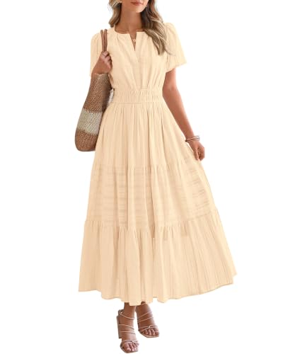 BTFBM Womens Summer 2026 Casual Maxi Dresses - color: Apricot, size: Medium