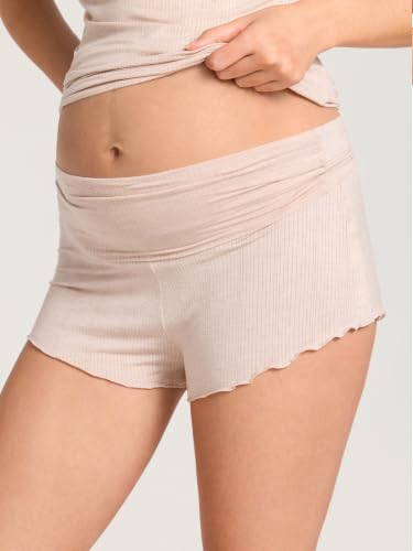 MOMANDA Modal Ribbed Maternity Lounge Shorts - color: Light Khaki Heather, size: X-Small