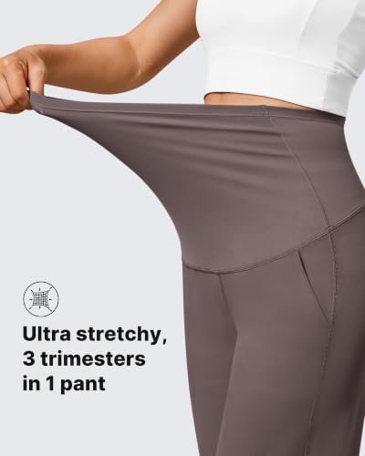 G4Free EverGoing Maternity Pants Over the Belly Pregnancy Work Trousers - color: Taupe, size: Medium