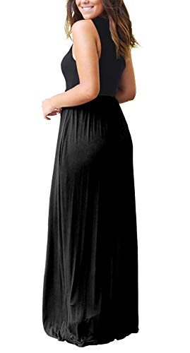 MOLERANI Women's Summer Maxi Long Casual Dresses with Pockets - color: 00 Black, size: Medium