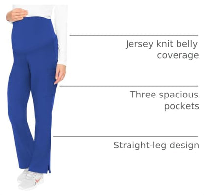 Med Couture Touch Maternity Scrub Pant Straight Leg with 3 Pockets - color: Royal, size: Large