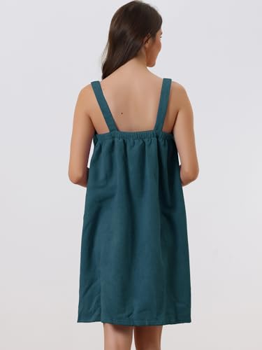 cheibear Women Terry Towel Dress Wrap Bathrobe with Pockets Headband - color: Green, size: Medium