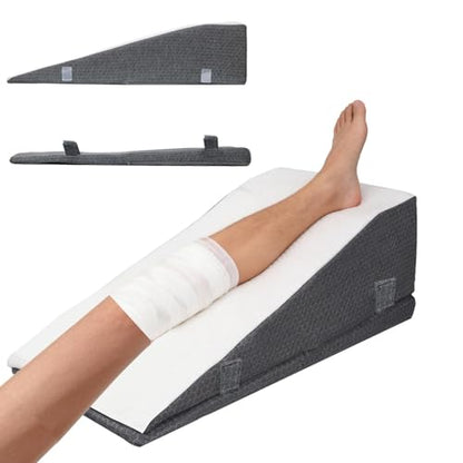 Leg Elevation Pillow Wedge for After Surgery - Adjustable Knee & Ankle Support, Post Surgery Recovery, Swelling Relief and Blood Circulation, Crystal Velvet Cover, High-Density Foam