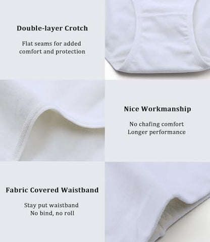 wirarpa Women's Cotton Underwear High Waisted Ladies Panties Full Coverage Briefs 4 Pack (Regular & Plus Size) - color: White - Set 23, size: Medium
