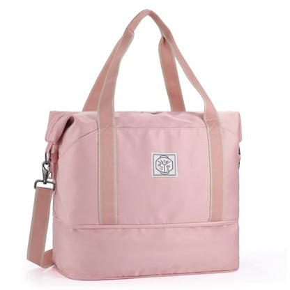 WALNEW Travel Duffel Bag, Weekender Overnight Bag for Women, Pink - color: Pink