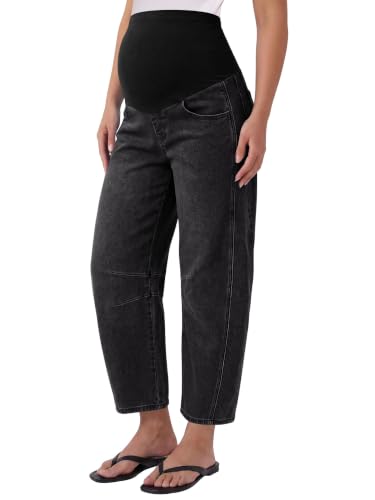 Yoklass Maternity Denim Pregnancy Cropped Pants for Pregnant Women - color: Charcoalgrey, size: 3X-Large
