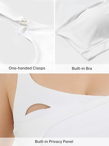 Ecavus Women's Nursing Bras for Breastfeeding Tank Tops with Built in Bra - color: White, size: Medium