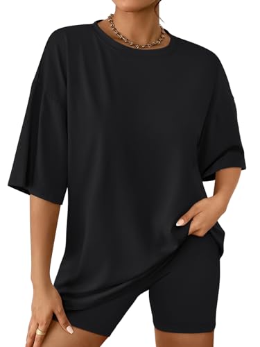 AUTOMET Women 2 Piece Sets Summer Outfits 2026 Two Piece Matching Clothing - color: Black, size: Medium