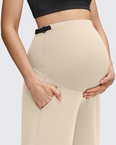 G4Free Smoofit Modal Soft Maternity Joggers Pregnancy Casual Sweatpants - color: Light Khaki, size: X-Small