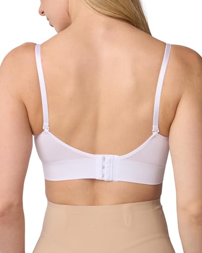Coobie Women's Seamless Scoopneck Cami Bra with Back Closure Full Coverage T-Shirt Bra - color: White