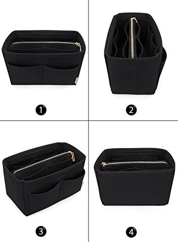LEXSION Felt Purse Organizer Insert, Tote Bag Shaper Dividers with 5 Sizes - color: Black, size: Large
