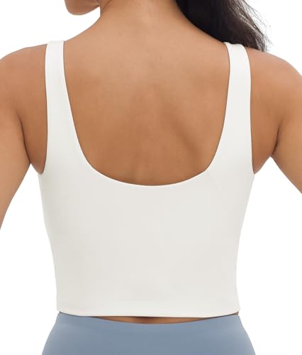 Foucome Nursing Tank Tops Longline Breastfeeding Workout Tops - color: White, size: Large