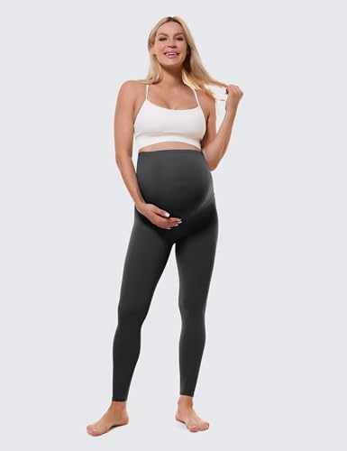 Buttergene Maternity No Front Seam Legging 25" - color: Dark Grey, size: Medium