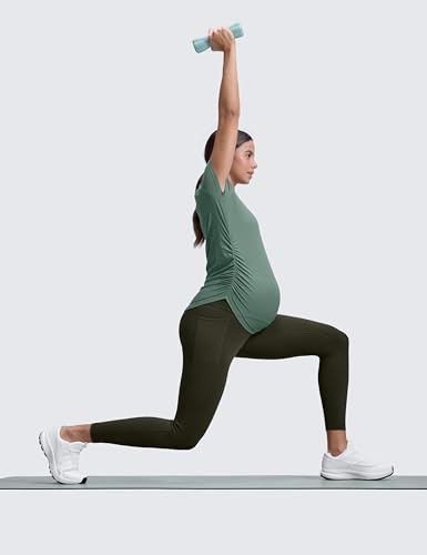 CRZ YOGA Maternity Leggings Pockets 25" - color: Olive Green, size: Medium