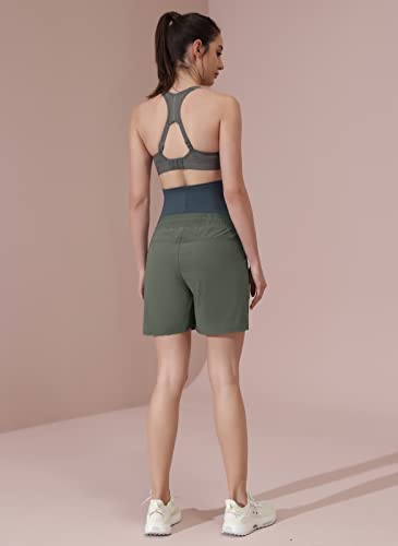 Maacie Maternity 5" Hiking Shorts with Pockets - color: Grey Green, size: XX-Large